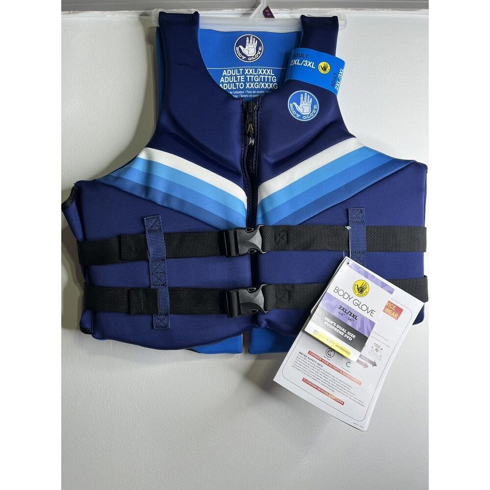 Body Glove Mens Dual-Size Evoprene PFD Life Jacket Vest 2X/3X Blue Unisex